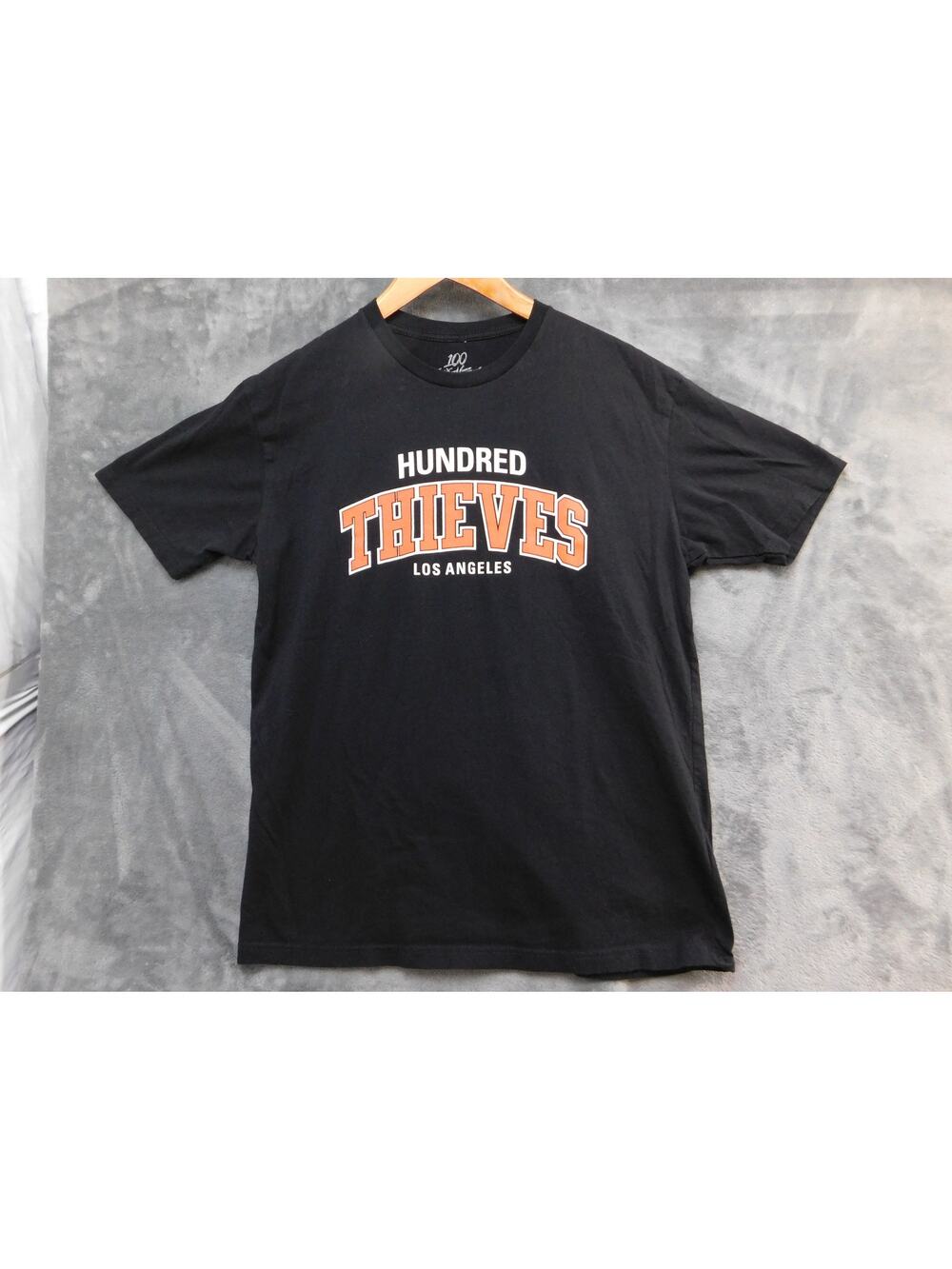 100 Thieves Shirt Mens Large Black Logo Graphic Los Angeles Cotton Casual